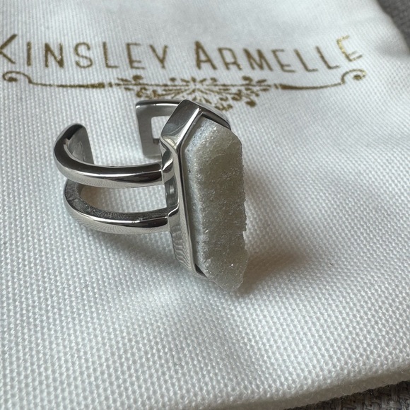 Kinsley Armelle Silver Ring with Textured Quartz Stone - Picture 2 of 4
